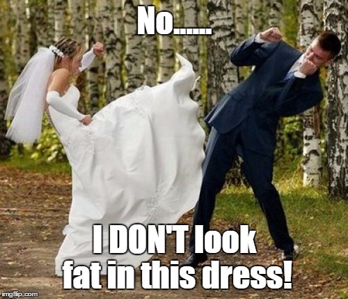 Angry Bride Meme | No...... I DON'T look fat in this dress! | image tagged in memes,angry bride | made w/ Imgflip meme maker