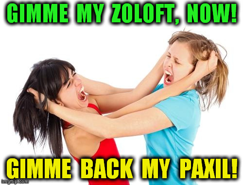 kidsfight | GIMME  MY  ZOLOFT,  NOW! GIMME  BACK  MY  PAXIL! | image tagged in kidsfight | made w/ Imgflip meme maker