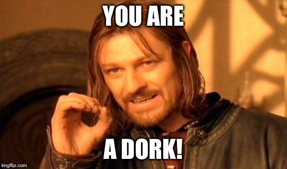 One Does Not Simply | YOU ARE A DORK! | image tagged in memes,one does not simply | made w/ Imgflip meme maker