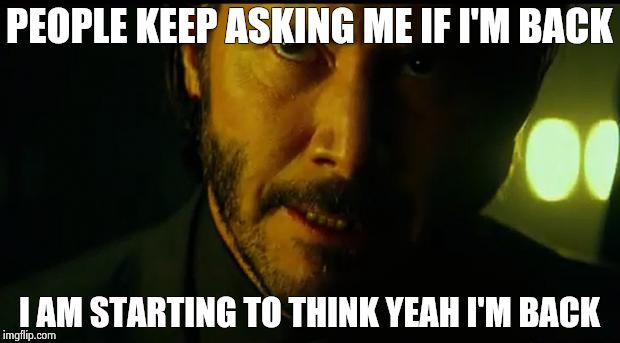 John Wick | PEOPLE KEEP ASKING ME IF I'M BACK I AM STARTING TO THINK YEAH I'M BACK | image tagged in john wick | made w/ Imgflip meme maker