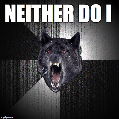 Insanity Wolf | NEITHER DO I | image tagged in memes,insanity wolf,AdviceAnimals | made w/ Imgflip meme maker