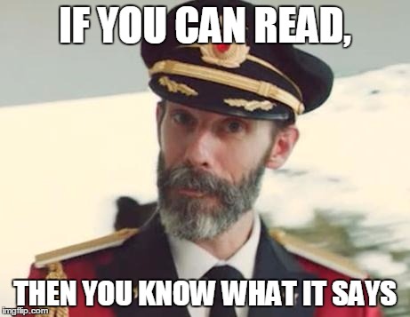 Captain Obvious | IF YOU CAN READ, THEN YOU KNOW WHAT IT SAYS | image tagged in captain obvious | made w/ Imgflip meme maker