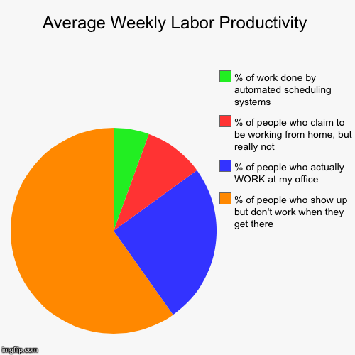 DC Contractor Productivity | image tagged in funny,pie charts,labor,stats,contractor | made w/ Imgflip chart maker
