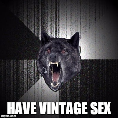 Insanity Wolf | HAVE VINTAGE SEX | image tagged in insanity wolf | made w/ Imgflip meme maker