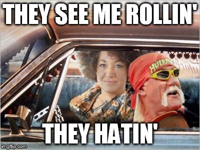 Pull over Hulk | THEY SEE ME ROLLIN' THEY HATIN' | image tagged in memes,hulk hogan | made w/ Imgflip meme maker