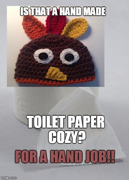 toilet paper | IS THAT A HAND MADE FOR A HAND JOB!! TOILET PAPER COZY? | image tagged in toilet paper | made w/ Imgflip meme maker
