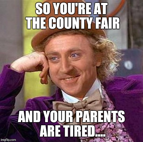 Creepy Condescending Wonka | SO YOU'RE AT THE COUNTY FAIR AND YOUR PARENTS ARE TIRED.... | image tagged in memes,creepy condescending wonka | made w/ Imgflip meme maker