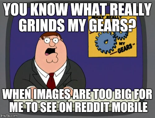 Peter Griffin News | YOU KNOW WHAT REALLY GRINDS MY GEARS? WHEN IMAGES ARE TOO BIG FOR ME TO SEE ON REDDIT MOBILE | image tagged in memes,peter griffin news,AdviceAnimals | made w/ Imgflip meme maker