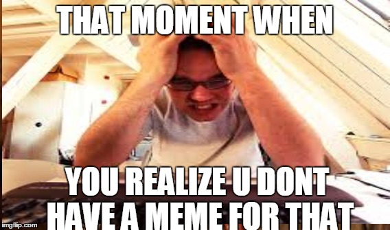 MEME. MEME | THAT MOMENT WHEN YOU REALIZE U DONT HAVE A MEME FOR THAT | image tagged in that moment when | made w/ Imgflip meme maker
