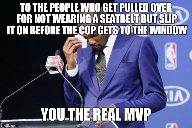 You The Real MVP 2 | TO THE PEOPLE WHO GET PULLED OVER FOR NOT WEARING A SEATBELT BUT SLIP IT ON BEFORE THE COP GETS TO THE WINDOW YOU THE REAL MVP | image tagged in memes,you the real mvp 2 | made w/ Imgflip meme maker