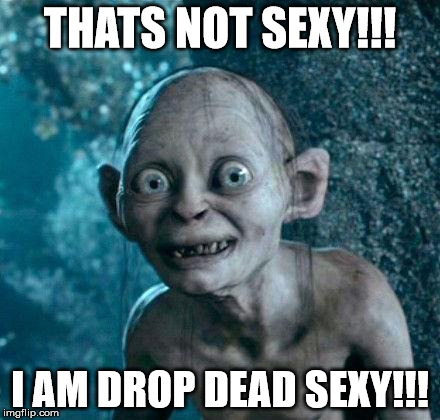 Golum | THATS NOT SEXY!!! I AM DROP DEAD SEXY!!! | image tagged in golum | made w/ Imgflip meme maker