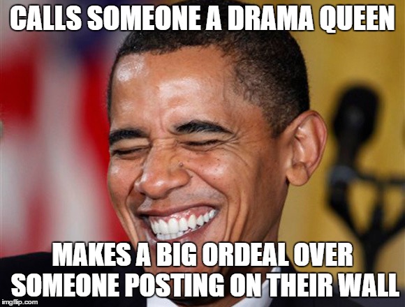 CALLS SOMEONE A DRAMA QUEEN MAKES A BIG ORDEAL OVER SOMEONE POSTING ON THEIR WALL | made w/ Imgflip meme maker