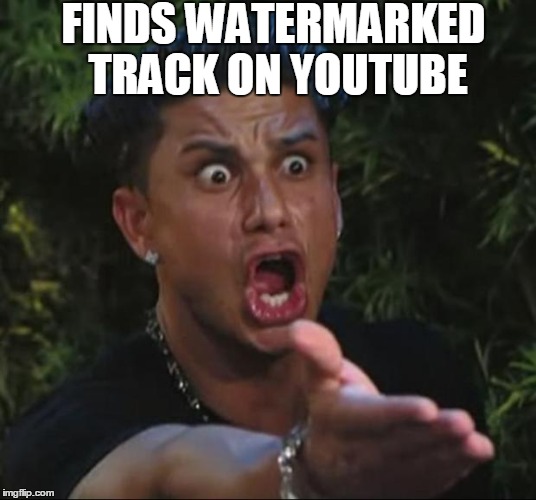 DJ Pauly D Meme | FINDS WATERMARKED TRACK ON YOUTUBE | image tagged in memes,dj pauly d | made w/ Imgflip meme maker