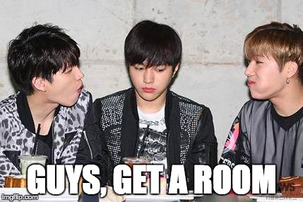 When you sit between a couple... | GUYS, GET A ROOM | image tagged in kpop,infinite | made w/ Imgflip meme maker