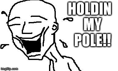 LMAO! | HOLDIN  MY  POLE!! | image tagged in lmao | made w/ Imgflip meme maker