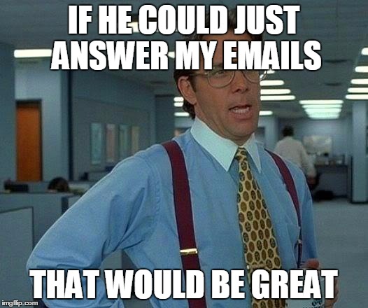 That Would Be Great Meme | IF HE COULD JUST ANSWER MY EMAILS THAT WOULD BE GREAT | image tagged in memes,that would be great | made w/ Imgflip meme maker