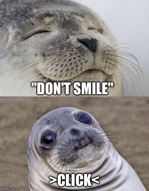 Always happens when trying to take passport photo | "DON'T SMILE" >CLICK< | image tagged in memes,short satisfaction vs truth,vertical | made w/ Imgflip meme maker