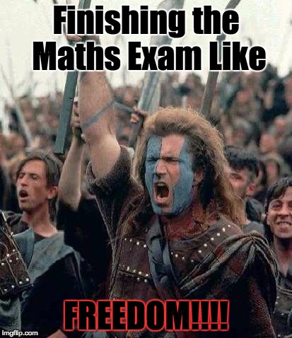 FREEDOM!!!!!!! | Finishing the Maths Exam Like FREEDOM!!!! | image tagged in freedom | made w/ Imgflip meme maker