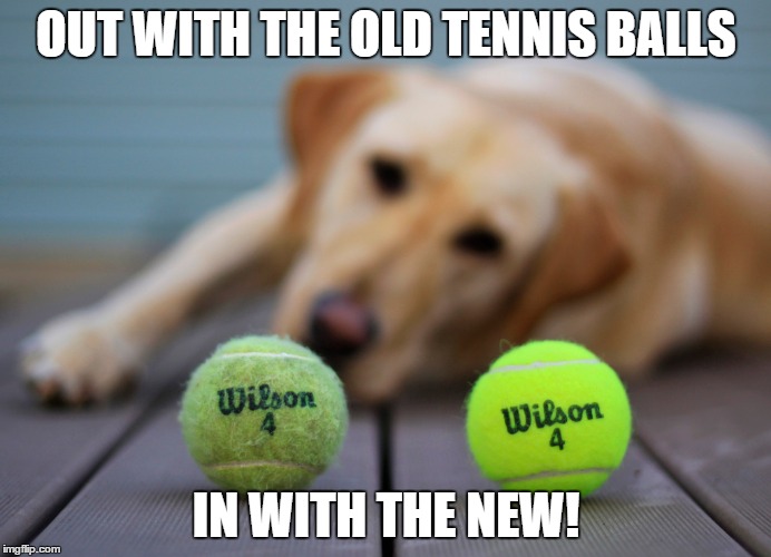 OUT WITH THE OLD TENNIS BALLS IN WITH THE NEW! | made w/ Imgflip meme maker
