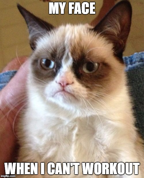 Grumpy Cat Meme | MY FACE WHEN I CAN'T WORKOUT | image tagged in memes,grumpy cat | made w/ Imgflip meme maker