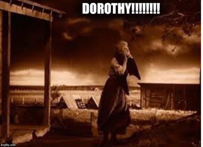 Dorothy  | image tagged in wizard of oz,tornado | made w/ Imgflip meme maker