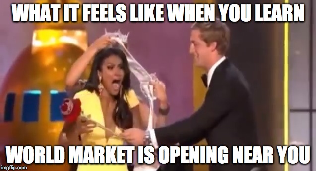 Miss America | WHAT IT FEELS LIKE WHEN YOU LEARN WORLD MARKET IS OPENING NEAR YOU | image tagged in joy | made w/ Imgflip meme maker
