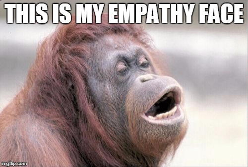 Monkey OOH | THIS IS MY EMPATHY FACE | image tagged in memes,monkey ooh | made w/ Imgflip meme maker