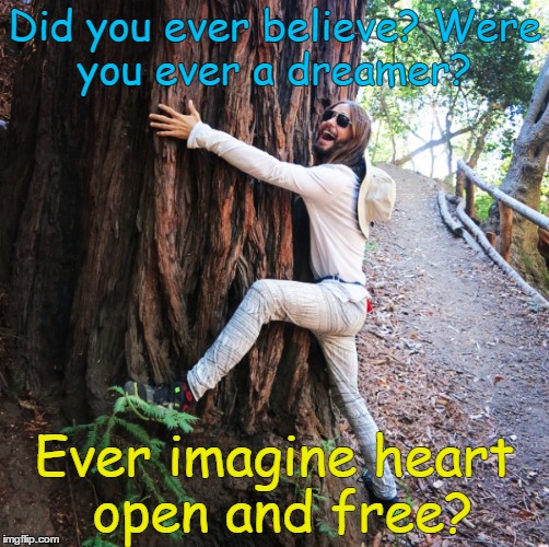 Did you ever believe?Were you ever a dreamer? Ever imagine heart open and free? | image tagged in jared,jared leto,jaredhugginleto,vox,populi,vox populi | made w/ Imgflip meme maker