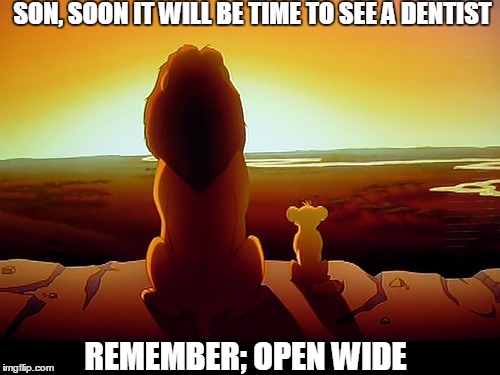 Lion King | SON, SOON IT WILL BE TIME TO SEE A DENTIST REMEMBER; OPEN WIDE | image tagged in memes,lion king | made w/ Imgflip meme maker