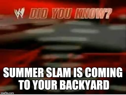 wwe did you know | SUMMER SLAM IS COMING TO YOUR BACKYARD | image tagged in wwe did you know | made w/ Imgflip meme maker