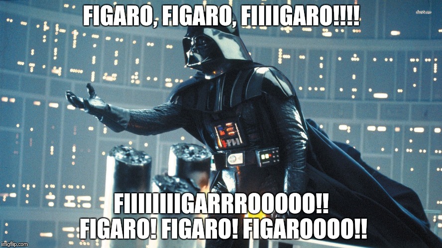 Darth Vader Power | FIGARO, FIGARO, FIIIIGARO!!!! FIIIIIIIIGARRROOOOO!! FIGARO! FIGARO! FIGAROOOO!! | image tagged in darth vader power | made w/ Imgflip meme maker