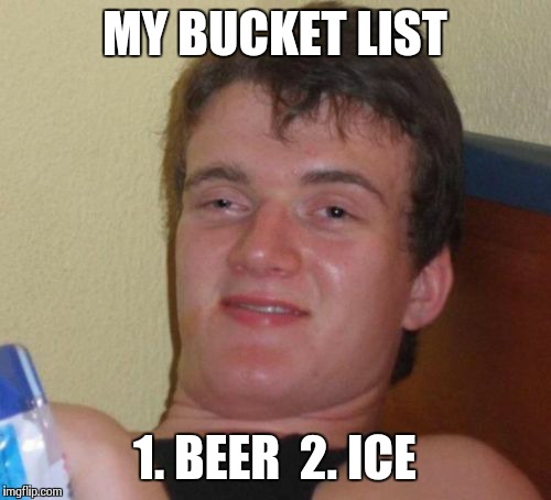 3. More Beer | MY BUCKET LIST 1. BEER  2. ICE | image tagged in memes,10 guy,bucket | made w/ Imgflip meme maker