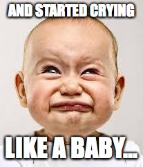 Crying baby | AND STARTED CRYING LIKE A BABY... | image tagged in crying baby | made w/ Imgflip meme maker