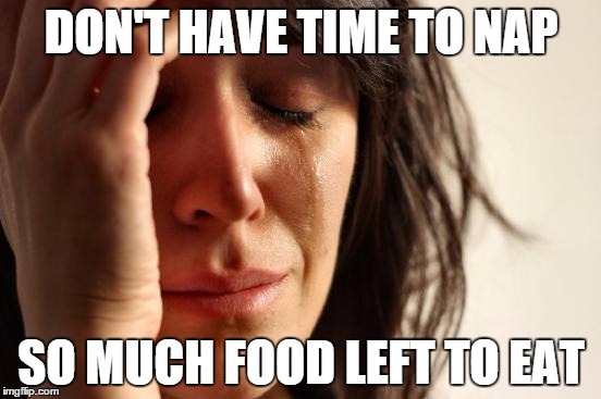 First World Problems Meme | DON'T HAVE TIME TO NAP SO MUCH FOOD LEFT TO EAT | image tagged in memes,first world problems | made w/ Imgflip meme maker