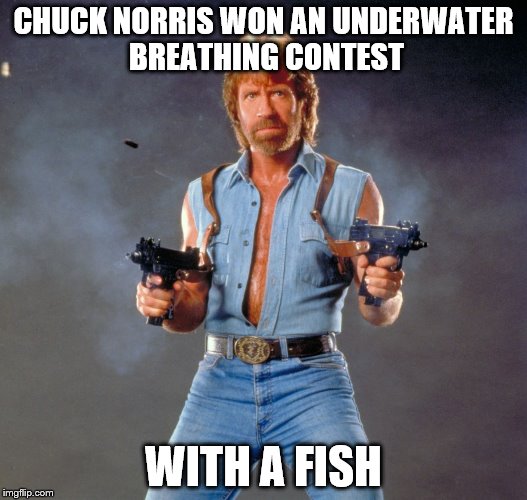 So your one of THOSE badasses | CHUCK NORRIS WON AN UNDERWATER BREATHING CONTEST WITH A FISH | image tagged in chuck norris | made w/ Imgflip meme maker