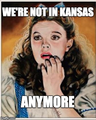 Not in Kansas Anymore | WE'RE NOT IN KANSAS ANYMORE | image tagged in wizard of oz | made w/ Imgflip meme maker