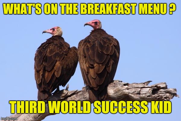 WHAT'S ON THE BREAKFAST MENU ? THIRD WORLD SUCCESS KID | made w/ Imgflip meme maker