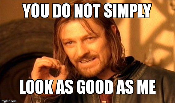 One Does Not Simply Meme | YOU DO NOT SIMPLY LOOK AS GOOD AS ME | image tagged in memes,one does not simply | made w/ Imgflip meme maker