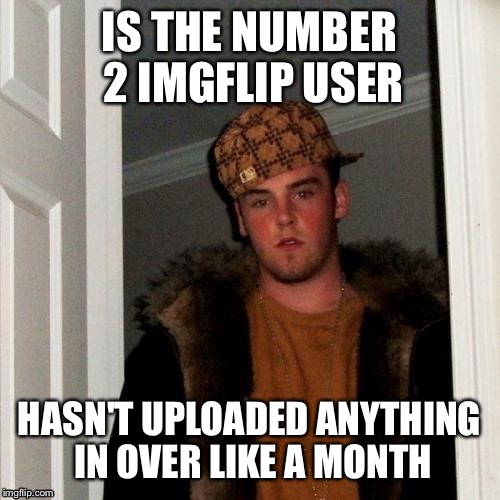 toyguytn, everybody | IS THE NUMBER 2 IMGFLIP USER HASN'T UPLOADED ANYTHING IN OVER LIKE A MONTH | image tagged in memes,scumbag steve | made w/ Imgflip meme maker