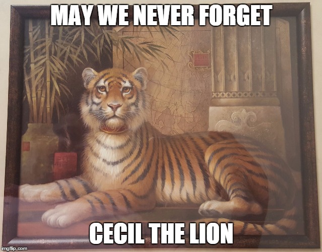 MAY WE NEVER FORGET CECIL THE LION | image tagged in cecil the lion | made w/ Imgflip meme maker