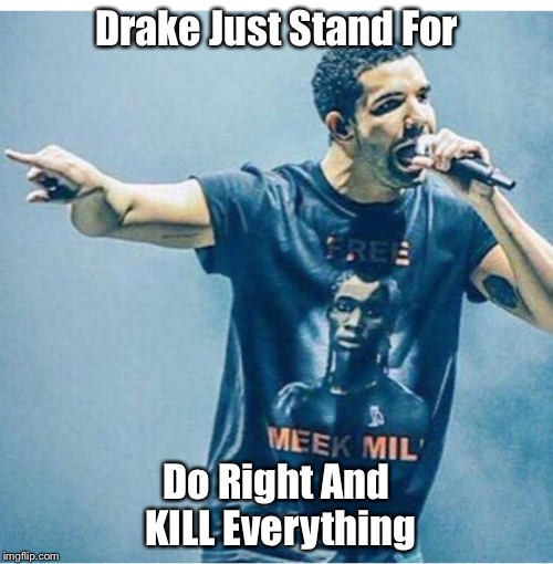Drake Just Stand For Do Right And KILL Everything | image tagged in drake,meek mill,ovofest | made w/ Imgflip meme maker