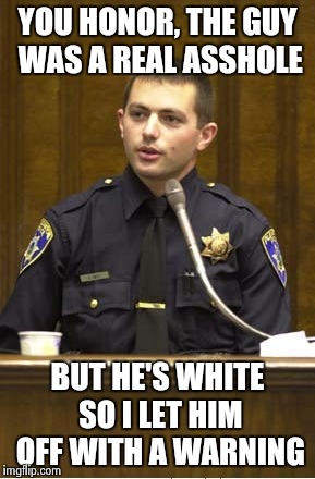 YOU HONOR, THE GUY WAS A REAL ASSHOLE BUT HE'S WHITE SO I LET HIM OFF WITH A WARNING | made w/ Imgflip meme maker