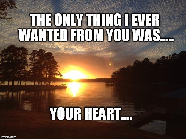 Relationship status | THE ONLY THING I EVER WANTED FROM YOU WAS..... YOUR HEART.... | image tagged in relationship status | made w/ Imgflip meme maker
