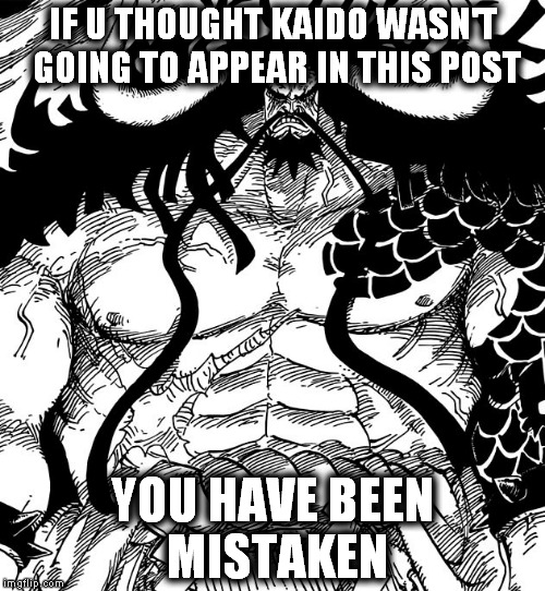 IF U THOUGHT KAIDO WASN'T GOING TO APPEAR IN THIS POST YOU HAVE BEEN MISTAKEN | image tagged in kaido | made w/ Imgflip meme maker