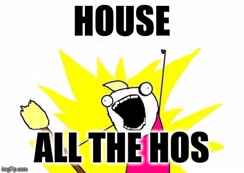 X All The Y Meme | HOUSE ALL THE HOS | image tagged in memes,x all the y | made w/ Imgflip meme maker