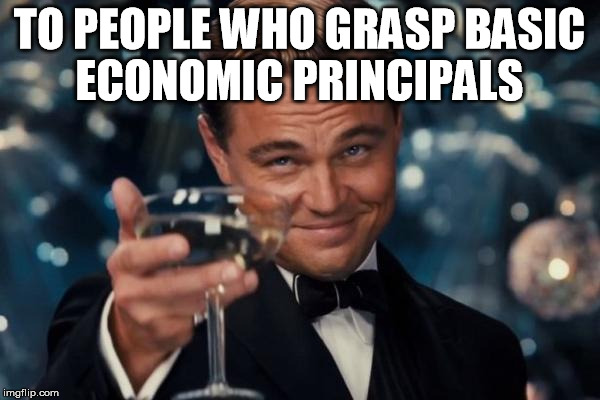 Leonardo Dicaprio Cheers Meme | TO PEOPLE WHO GRASP BASIC ECONOMIC PRINCIPALS | image tagged in memes,leonardo dicaprio cheers | made w/ Imgflip meme maker