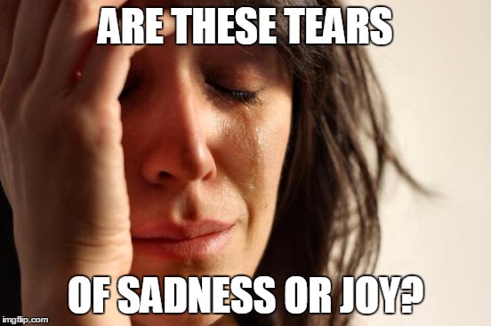 First World Problems Meme | ARE THESE TEARS OF SADNESS OR JOY? | image tagged in memes,first world problems | made w/ Imgflip meme maker