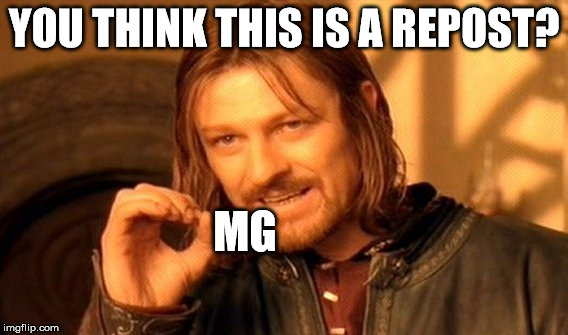 One Does Not Simply Meme | YOU THINK THIS IS A REPOST? MG | image tagged in memes,one does not simply | made w/ Imgflip meme maker