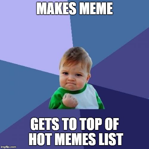 Success Kid | MAKES MEME GETS TO TOP OF HOT MEMES LIST | image tagged in memes,success kid | made w/ Imgflip meme maker