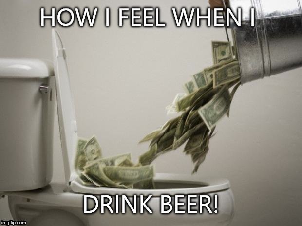 image tagged in beer,toilet,money,waste,flush,throw | made w/ Imgflip meme maker